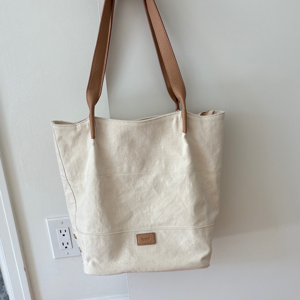 Hammitt Cream Tote with Tan Straps
